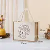 Bolsa de lino vintage de yute, pintada a mano, para regalar, ideal para combinar con todo, al por mayor, portátil, tridimensional, con logotipo imprimible.