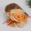 2025 Seis Hojas Cabeza de Flor Grande Sombrero de Flor Ropa de Flor Amazon Moda Europea y Americana Tela Brillante Pluma Flor Artificial 910
