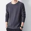 Camiseta Masculina de Fleece Manga Longa Outono e Inverno Estilo Coreano Slim-fit Cor Sólida Gola Redonda Camisa Base Quente Roupas da Moda