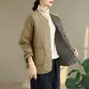 Estilo Coreano Comercio Exterior Estilo Japonés Cuadros Bloque de Color Chaqueta de Algodón Acolchada Abrigo para Mujer Otoño Invierno Chaqueta Acolchada de Algodón Top para Mujer