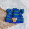 Chapéu de bebê outono e inverno listrado espessado quente de lã chapéu de bebê menino bebê menina chapéu de tricô pullover chapéu de urso crianças