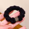 Alta elasticidade elegante luz luxo strass strass corda bola cabelo corda borracha tendão outono e inverno maillard cor pelúcia anel de cabelo