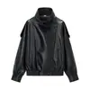 Comércio Exterior Transfronteiriço outono-inverno 2026 moda nova jaqueta feminina de couro PU gola alta casaco de couro de manga comprida para motocicleta