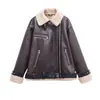 Ropa de abrigo transfronteriza 2026, nuevo estilo callejero europeo y americano para otoño e invierno, chaqueta retro para mujer con cinturón, combinación de piel sintética y cuero, estilo casual