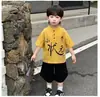 Traje Hanfu de Verão para Meninos, Roupa Chinesa Estilo Linho-Algodão Manga Curta para Apresentação em Jardim de Infância, Traje Tang Chinês de Verão para Crianças