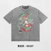 Camiseta Informal Holgada de Manga Corta con Estampado de Dibujos Animados y Anime, Algodón Lavado Transpirable Delgado de Verano, Transfronteriza, 230g
