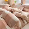 Juego de Cama Sencillo de Cuatro Piezas Clase A, Algodón Puro, Nuevo Modelo 2025, Ropa de Cama de Algodón Lavado, Sábana Plana, Funda de Edredón, Sábana Ajustable