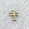 Liga de Titânio F136 Cor Dourada Cravejada com Diamantes Cruz Vintage Titânio G23 Rosca Interna Zircônia Piercing Labial Piercing de Língua Joia