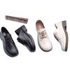 Mocassins de Cadarço com Salto Baixo, Couro Macio, Sola Macia, Sola de Borracha, Mocassins Clássicos de Cadarço