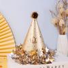 Gorro de pompón bola de piel ala estrella sombrero de cumpleaños adulto bebé decoración de fiesta de pastel sombrero puntiagudo nacarado escarchado