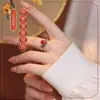 Anel de Prata 925 em Formato de Ovo com Ágata Vermelha do Sul, Novo Anel Retrô de Estilo Étnico Chinês para Mulheres, Anel de Nicho Estilo Nacional