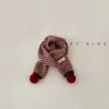 Bufanda de Invierno para Niños Elegante Rayada con Pompón Cruzada Calentador de Cuello Ins Coreana de Moda Ropa para Niños Pequeños Braga para el Cuello