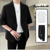 Traje traje Traje pequeño de manga corta de seda de hielo fino de verano para hombre Abrigo casual de media manga Estilo coreano fresco Estilo ligeramente maduro
