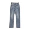 Estilo Retro Americano Unisex Moderno Moda Callejera Versátil Diseño Azul Lavado Pierna Recta Ligeramente Acampanado Corte Delgado Jeans de Mezclilla para Hombre