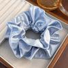 Anel de Cabelo Plissado Dupla Camada Estilo Ballet Azul Creme Feminino Vintage Seda Colon Corda de Cabelo Corda de Cabeça Romântica Francesa