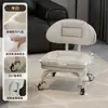 Taburete Pequeño Doméstico Giratorio con Ruedas, Taburete Bajo con Ruedas, Taburete Amigable para Niños con Ruedas, Taburete Redondo Perezoso con Respaldo