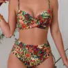 Bestseller transfronterizo 2026: varios tops de bikini estampados estilo europeo y americano, trajes de baño sexy de dos piezas para playa, push-up de cintura alta