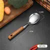 Espátula Colher de Aço Inoxidável Colher para Fritura Doméstica Espátula Colher Espátula de Cozinha Escorredor Espessado Anti-Escaldante Textura de Madeira Conjunto de Utensílios de Cozinha