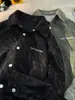 Camisa de pana retro estilo americano para hombre, marca de moda primavera, bordado, sensación de alta gama, camisa guapa Corppie, estilo de Hong Kong, chaqueta japonesa