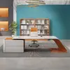 Escritorio ejecutivo lacado de alta gama, escritorio moderno simple para oficina de CEO, elegante escritorio y silla individual para gerente supervisor, creativo