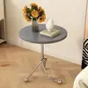 Mesa lateral nórdica de acero al carbono con veta de madera de cerezo, forma redonda, diseño simple para sala de estar, mini mesita de noche