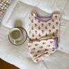 Pijama para Niños y Niñas Categoría a Primavera y Otoño Cuello Redondo Dibujos Animados Set de Ropa Interior Bebé 280g Lana Pull-Up Ropa para el Hogar