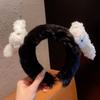 Diadema de Peluche Tridimensional de Conejo Lindo de Dibujos Animados para Mujer, Ancha, Esponjosa, Dulce, Pinza para Lavar el Cabello, Diadema de Invierno