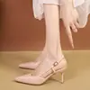 Novedad Primavera Verano 2026 Zapatos Elegantes de Tacón Alto para Mujer, Sandalias de Tacón de Aguja con Punta Fina, Punta Cerrada con Correa Trasera, Color Sólido