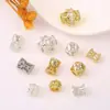 Cuentas Espaciadoras de Cintura Pequeña con Incrustaciones de Circonita de Color Oro de 18 Quilates Encaje Soporte de Flores de Doble Cara Corona Accesorios para Pulseras de Cristal DIY