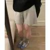 Pantalones cortos de punto de lana gris extremadamente elegantes para mujer, modelo nuevo de primavera 2026, de corte holgado, para usar al aire libre, largo 5/4