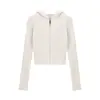 Elegante y suave, este suéter de manga larga con diseño de punto trenzado y cierre de cremallera es un cárdigan de punto corto adelgazante perfecto para el otoño.