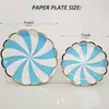Plato de Papel Azul Estampado en Caliente con Patrón de Molino de Viento Personalizado de Fábrica, Plato de Papel Desechable, Juego de Vajilla para Fiesta de Cumpleaños