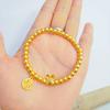 Pulsera de la suerte de conejo Miffy color oro de Vietnam, latón chapado en oro, cuerda elástica, pulsera de cuentas doradas, joyería elegante para mujer