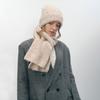 Conjunto de Chapéu de Tricô Espesso Quente e Cachecol de Duas Peças Multicor Gradiente de Nicho Europeu e Americano Outono e Inverno para Homens e Mulheres