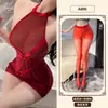 Lencería sexy con temática naranja, uniforme transparente de malla con retazos y tirantes para chica sexy, pijama seductor que no se quita A895