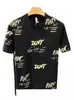 Camiseta de Manga Media para Hombre de Verano Fina con Estampado de Letras Estilo High Street Americano Transfronterizo Marca Trendy Juvenil de Manga Media
