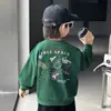 1675 Moletom Novo de Primavera e Outono para Meninos Camiseta Básica de Manga Longa Infantil Pulôver Casual com Gola Redonda para Meninos