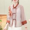 Moda para Mamá: Nuevo Top Estilo Chino Colección Primavera/Verano 2025, Blusa Estilo Nacional para Adultos Mayores, Conjunto de Dos Piezas de Gasa para Mujeres de Mediana Edad