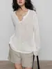 Blusa Delgada de Manga Larga con Cuello en V Holgada Perezosa Holgada Protección Solar Ropa Casual de Trabajo para Mujer Top