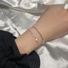 Pulsera de Amor Dulce Temperamento Femenino Diseño de Doble Capa Pulsera Dongdaemun BFF Estudiante Perla Redonda Hueca Pulsera con Forma de Corazón