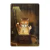 Pintura de hojalata retro americana para ancianos y gatos balcón patio hogar pared listado HojalataMetalDecor transfronterizo