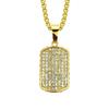 Collar con colgante de hip-hop de estilo militar, pequeño, de estilo europeo y americano, con diseño de marca militar, dorado y estéreo.