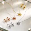 Colar, Pulseira, Anel, Brincos de Elo em Aço Titânio com Diamantes Inteiros e Números Romanos Simples, Corrente para Clavícula Versátil, Conjunto de Joias Femininas