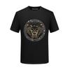 Tiger Head Hot Drilling T-shirt Homens de manga curta verão moda marca Crewneck roupas masculinas soltas grande tamanho base T-shirt sericized algodão
