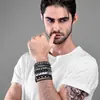 Set de 4 Piezas de Pulseras Punk de Picos Multicapa Nuevas Transfronterizas para Hombres, Pulseras Personalizadas Azul Seda y Negras, Juegos de Remaches