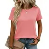 Roupas Femininas Transfronteiriças Europeias e Americanas 2026 Amazon Wish Comércio Exterior Nova T-shirt Casual Lisa de Manga Curta Solta