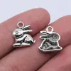 14x 13mm 1.1g plata antigua comercio exterior aleación de zinc accesorios de joyería lindo animal conejo colgante