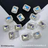 Anel retangular de zircônia grande com furo passante multicolorido, nova caixa mágica de diamante, acessórios de contas para pulseira e colar DIY, liga metálica com furo reto