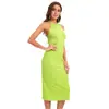 Amazon Transfronterizo 2026 Nuevo Vestido Sexy de Cuello Halter de Color Sólido Europeo y Americano Vestido de Tirantes de Punto de Color Sólido para Mujer