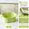 Cesta escurridora antibacteriana de doble capa, cuenco engrosado para lavar verduras, cesta para lavar verduras en el fregadero de la cocina, cuenco para lavar y escurrir frutas, bandeja para frutas